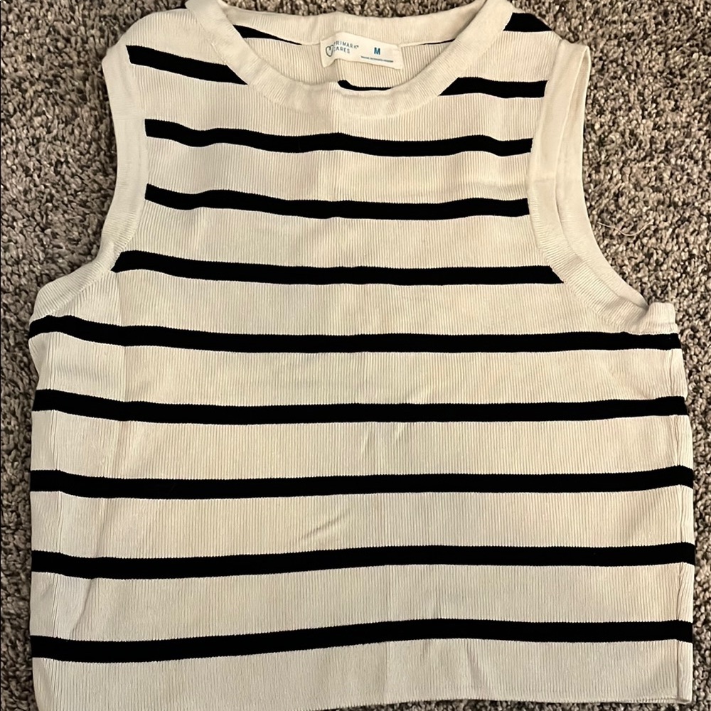 Striped Sleeveless Top - Black and White